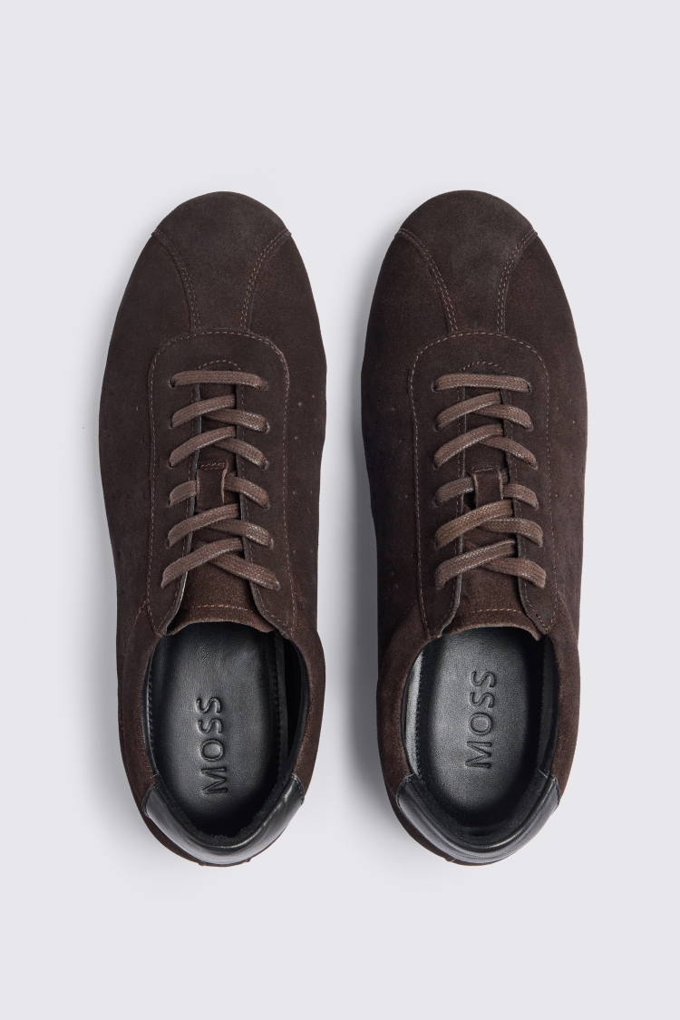 Dark Brown Suede Flat Sole Trainers