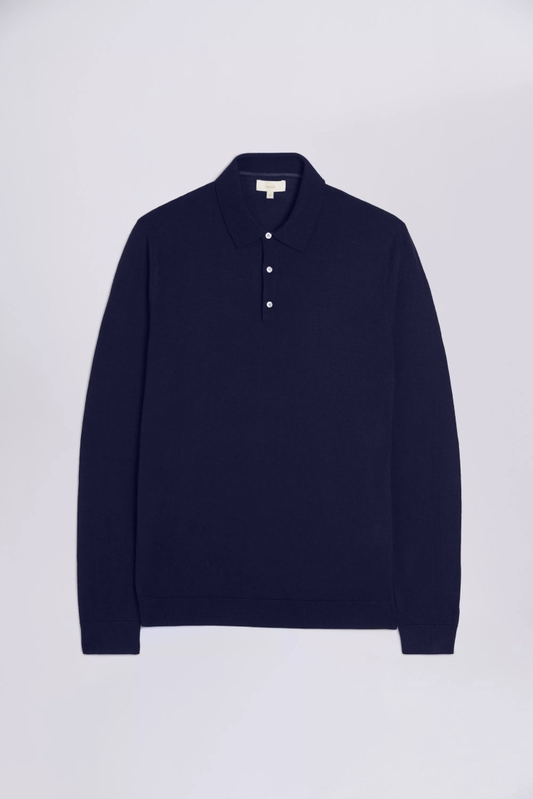 Navy Merino Polo Shirt