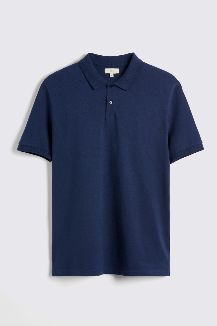 Dark Blue Pique Polo Shirt