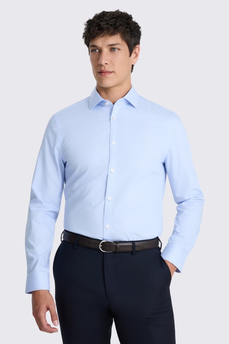 Slim Fit Sky Stripe Non Iron Cotton Shirt