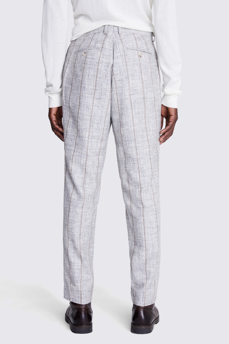Tailored Fit Light Grey Stripe Trousers