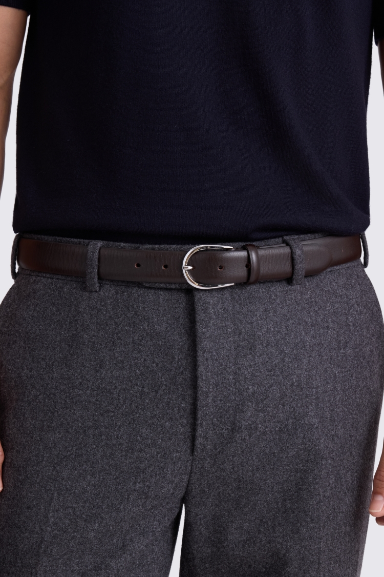 Italian Dark Brown Leather Belt