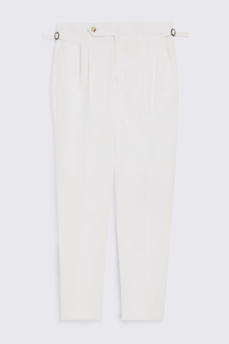 White Cotton Pleated Trouser 