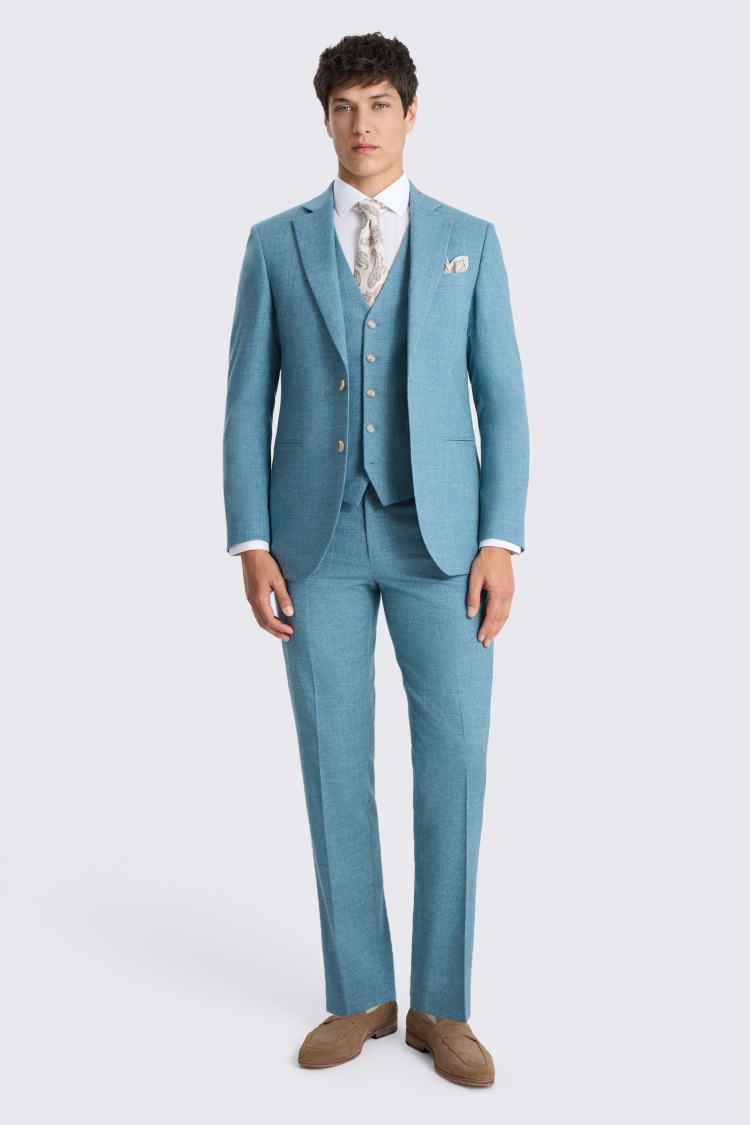 Tailored Fit Teal Slub Suit