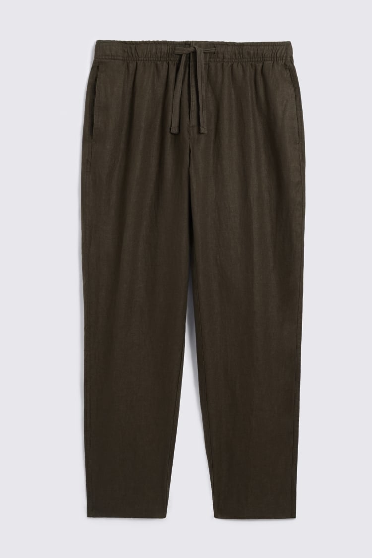 Brown Linen Drawstring Pant