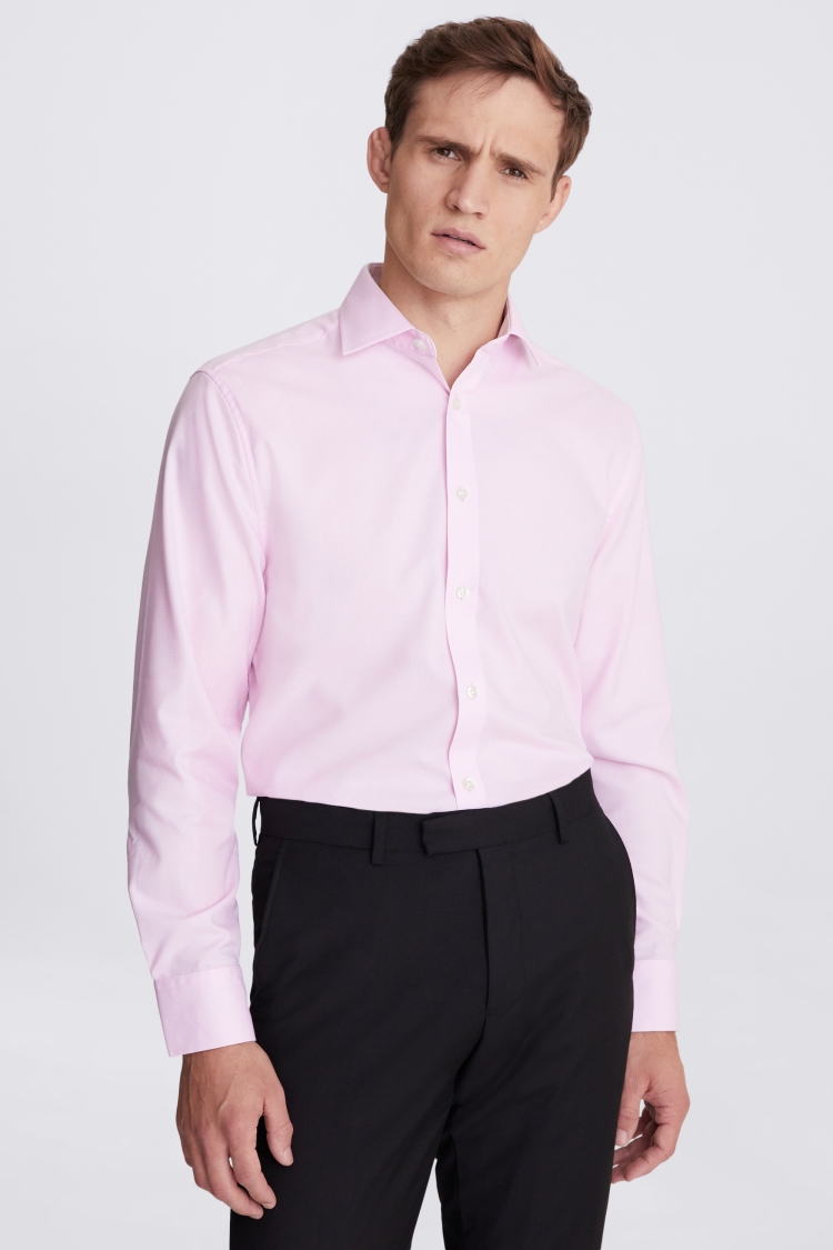 Regular Fit Pink Single Cuff Dobby Shirt | Buy Online at Moss