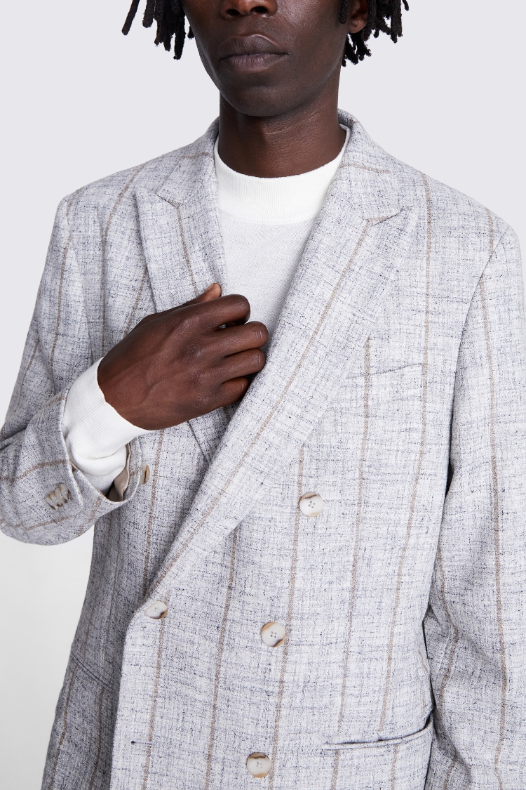 Italian Tailored Fit Light Grey Stripe Suit