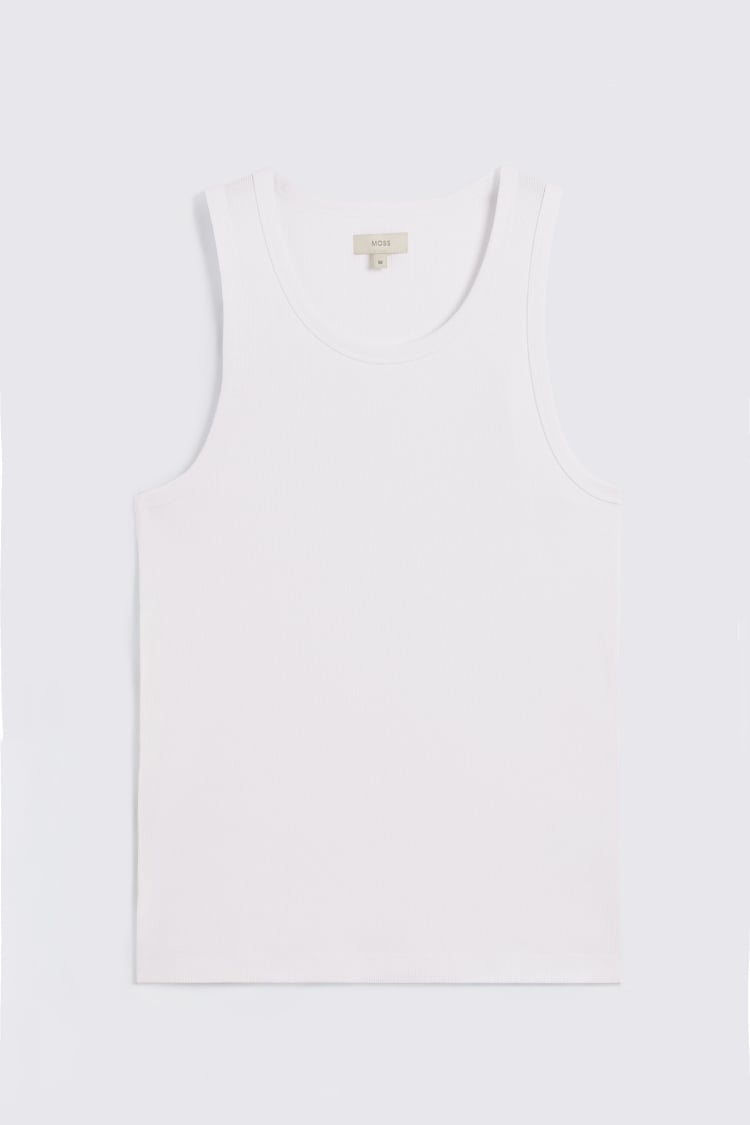 White Ribbed Cotton Vest