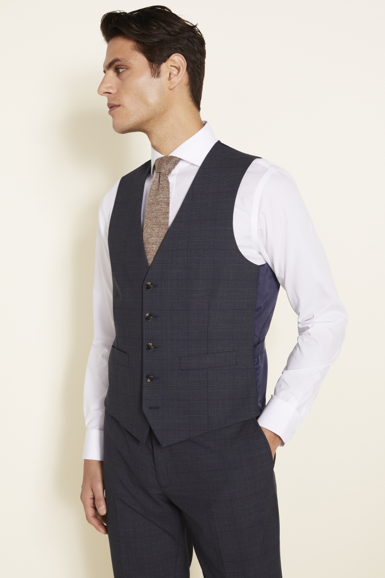 Tailored Fit Blue Gold Check Jacket