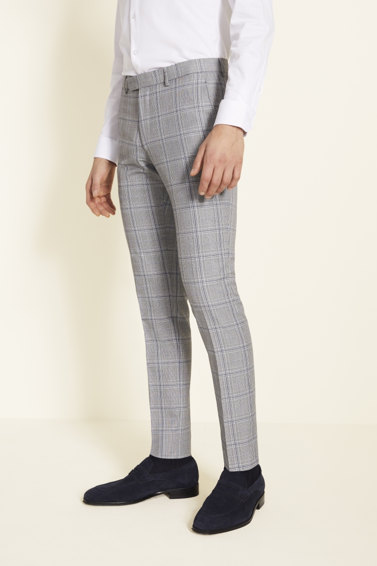 Slim Fit Grey & Sky Check Jacket