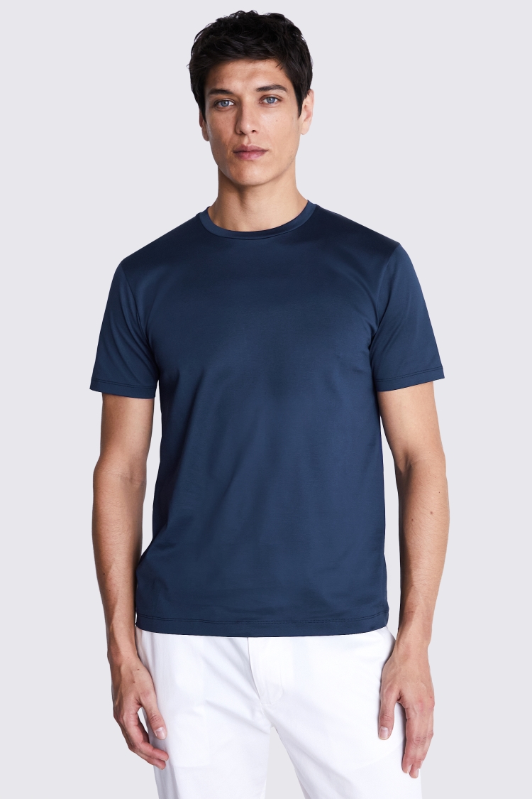 Navy Mercerised Crew-Neck T-Shirt