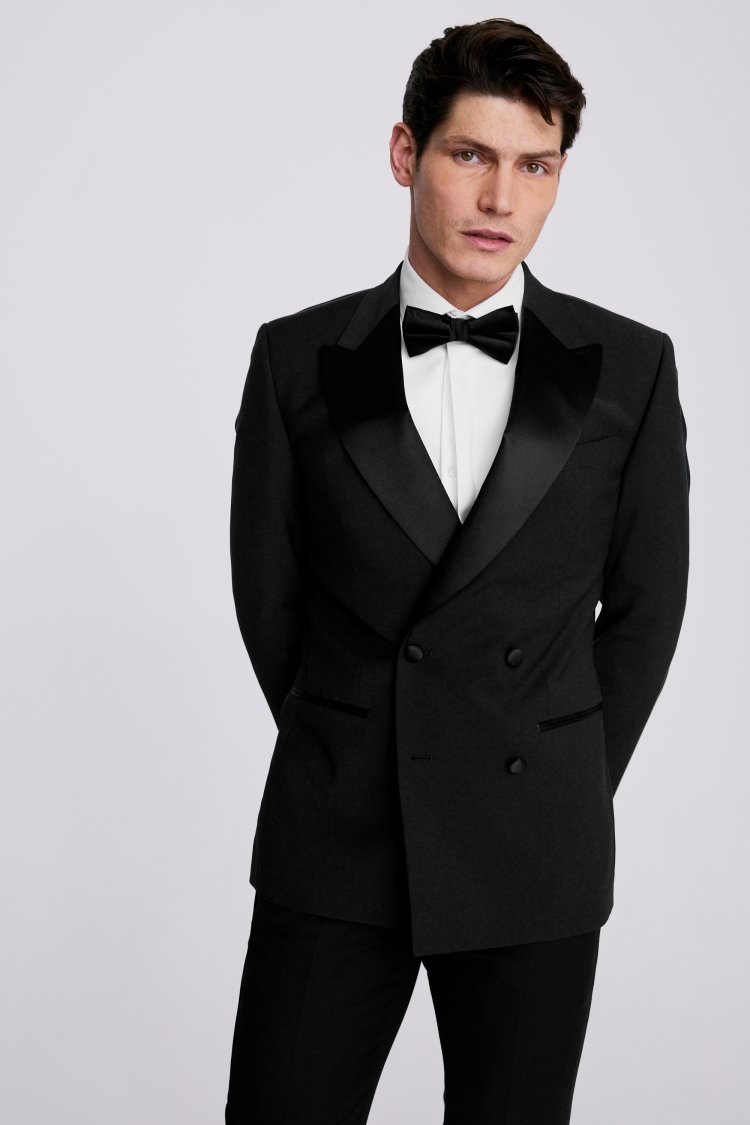 Tailored Fit Black Double Breasted Dress Suit