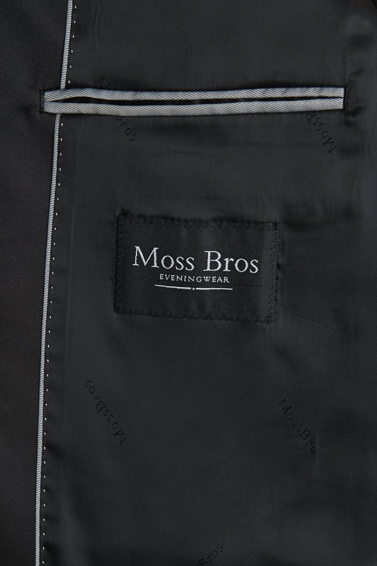 Moss Bros Regular Fit Satin Notch Lapel Dinner/Tuxedo  Black Suit