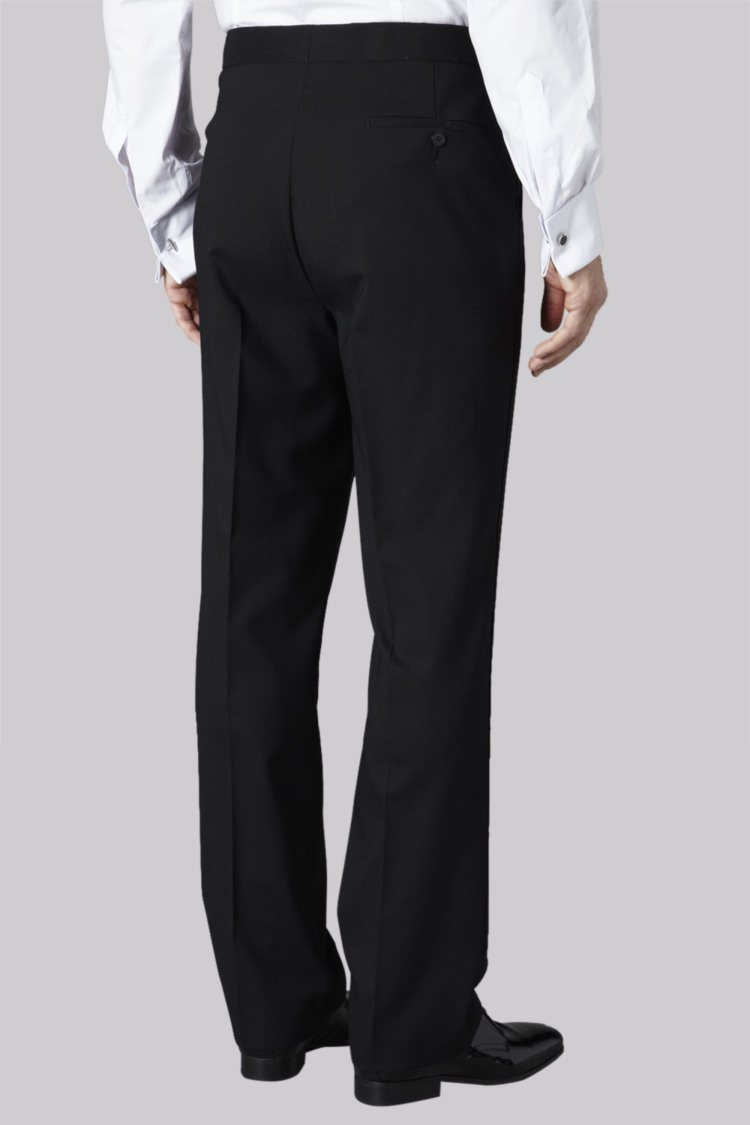 Moss Bros Regular Fit Single Pleat Eveningwear Trouser Black