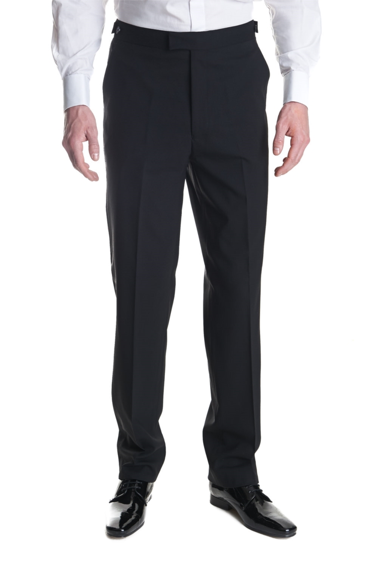 Moss Bros Regular Fit Flat Front Dinner Suit Trouser Black | Buy Online ...