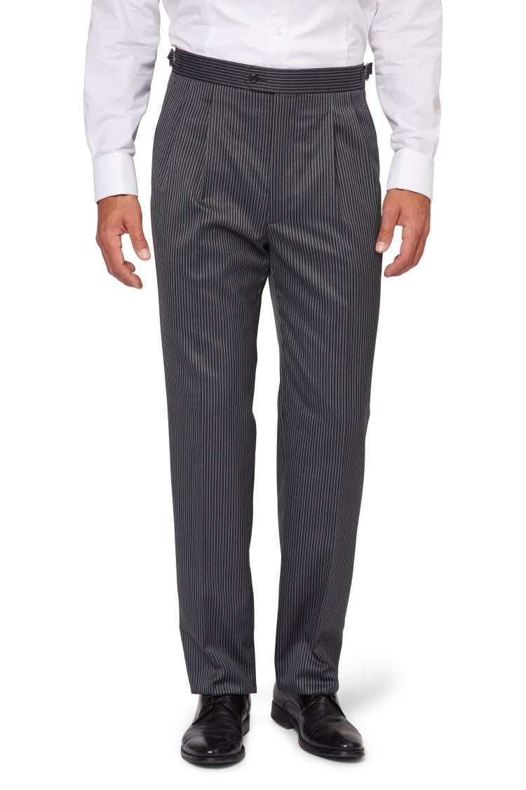 Regular Fit Grey and Black Stripe Morningwear Trouser 