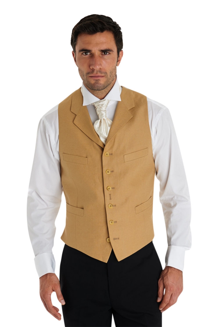 Covent Garden Tailored Fit Beige Linen Waistcoat 