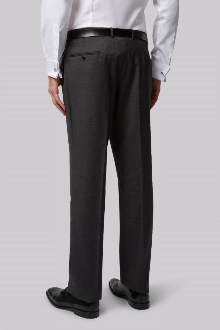 Moss Bros Regular Fit Charcoal Pleated Trousers