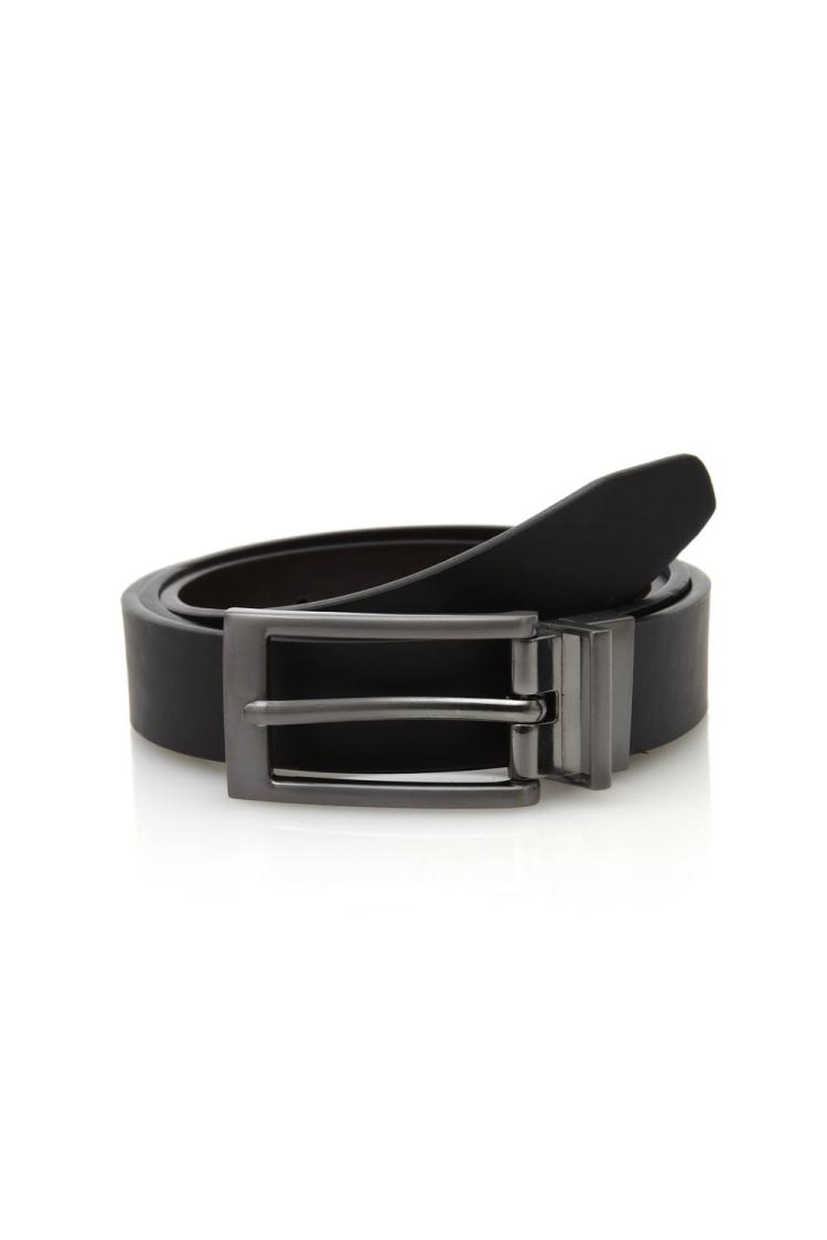 Ventuno 21 Reversible Metal Keeper Belt Black