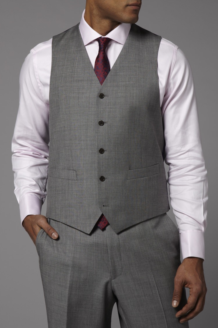 Savoy Taylors Guild Regular Fit Grey Waistcoat