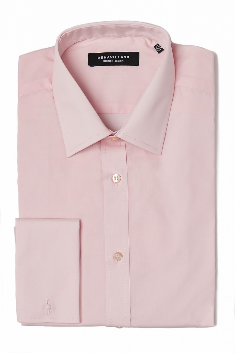 Dehavilland Regular Fit Easy Care Plain Double Cuff Formal Shirt Pink