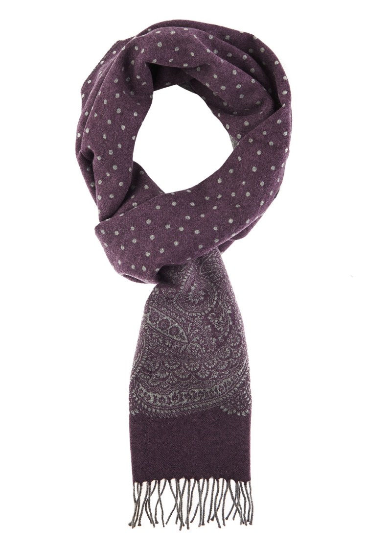 Ted Baker Spot And Paisley Knitted Scarf Purple