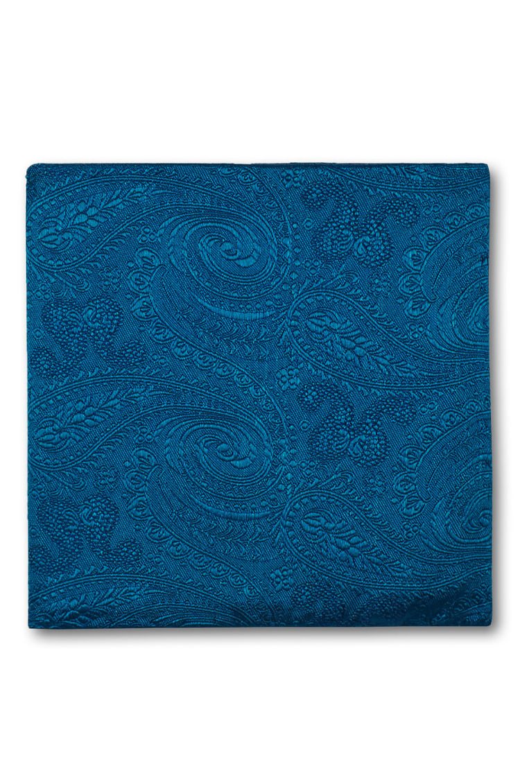 Moss 1851 Pure Silk Paisley Handkerchief Teal