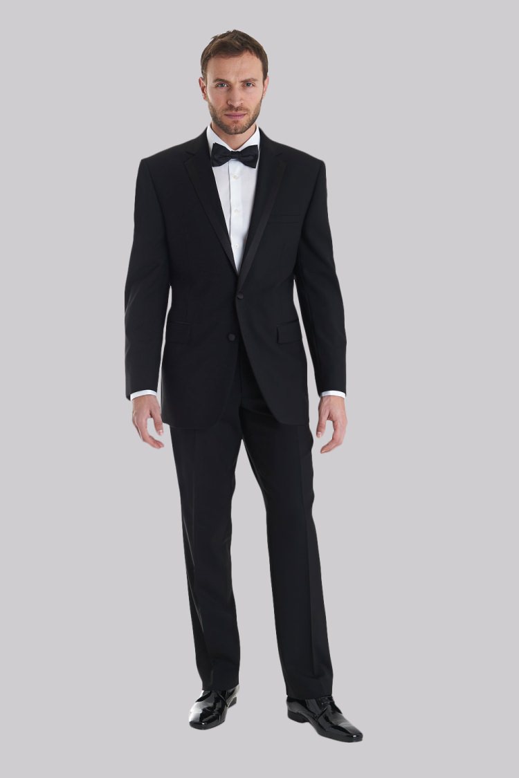 Moss Bros Covent Garden Tailored Fit Black Satin Edge Notch Dinner/Tuxedo Jacket 