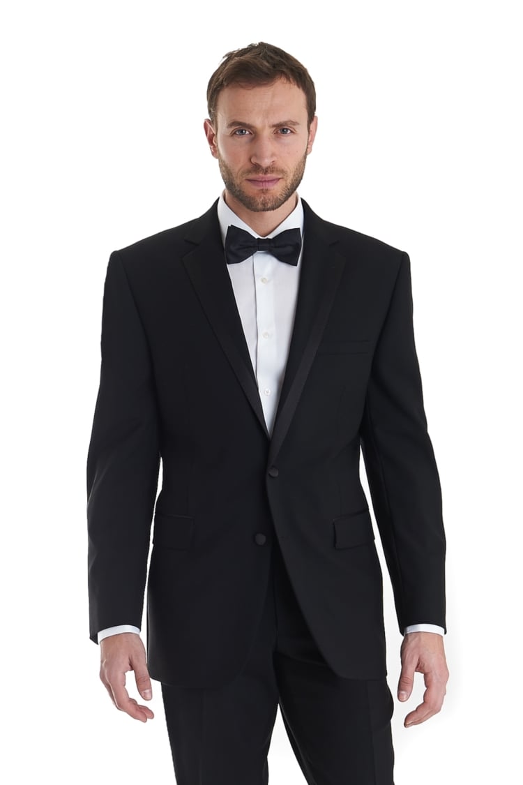 Moss Bros Covent Garden Tailored Fit Black Satin Edge Notch Dinner ...