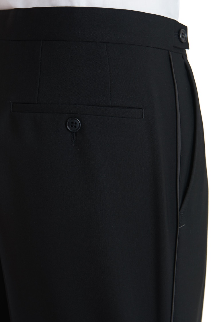 Moss Bros Covent Garden Tailored Fit Flat Front Dinner Suit Trousers Black