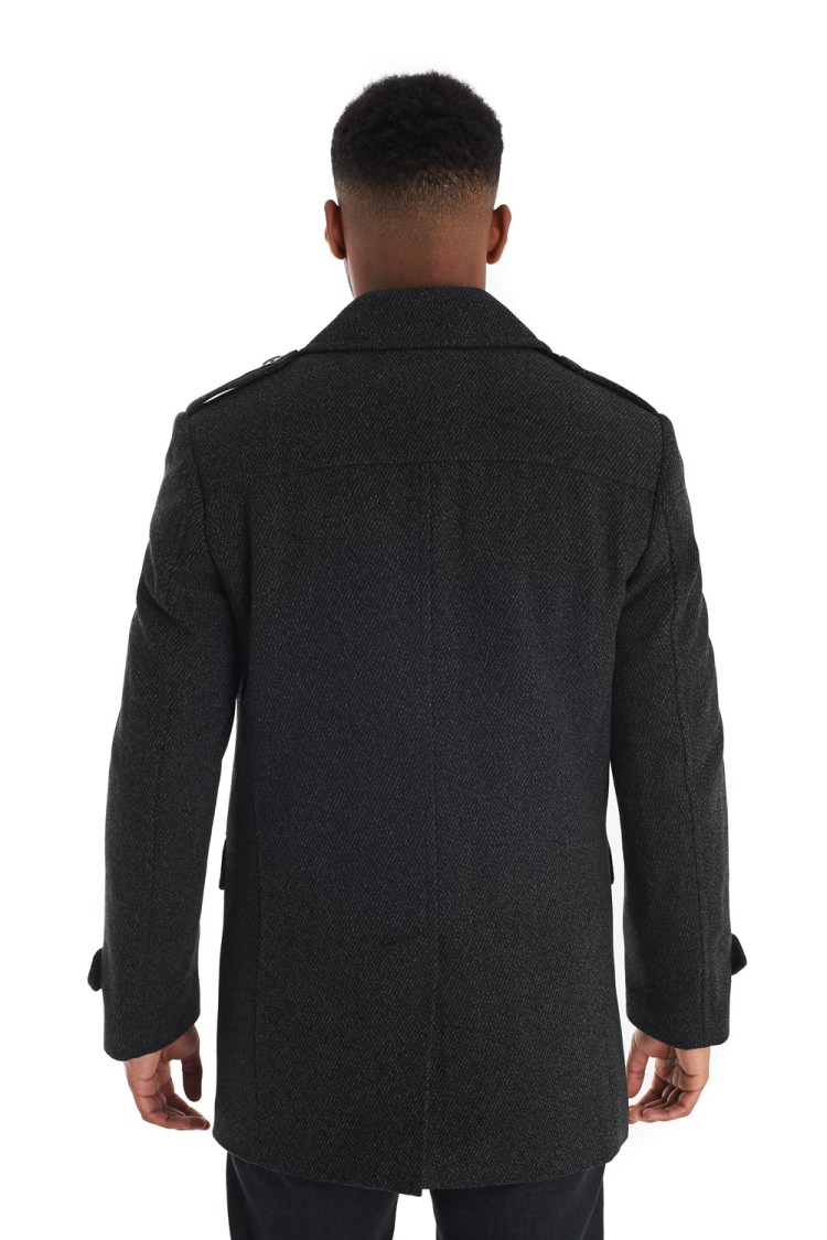 Blazer Tailored Fit Double Breasted Mid Length Grey Jacket 