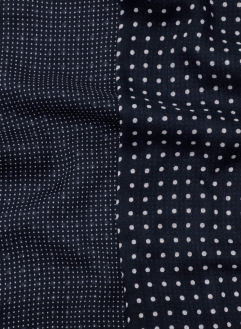 Farrell Navy Spot print Fine Wool Scarf