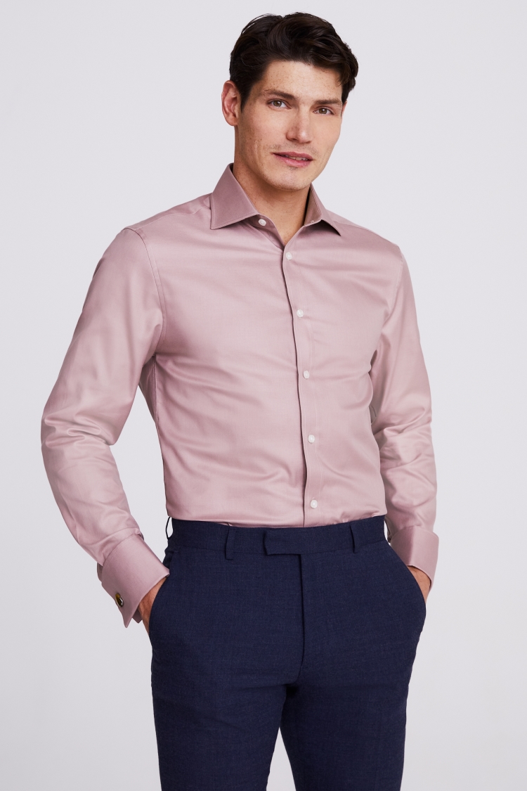 Tailored Fit Dusky Pink Double Cuff Twill Shirt
