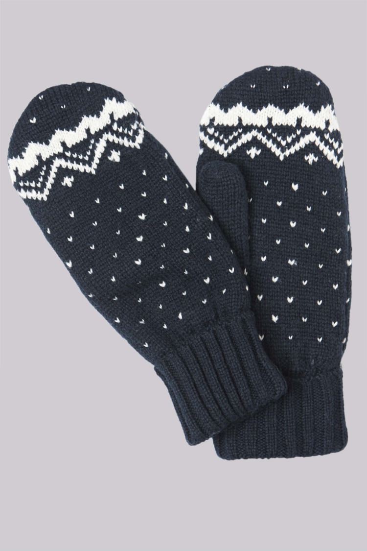 French Connection Navy Fairisle Print Gloves 