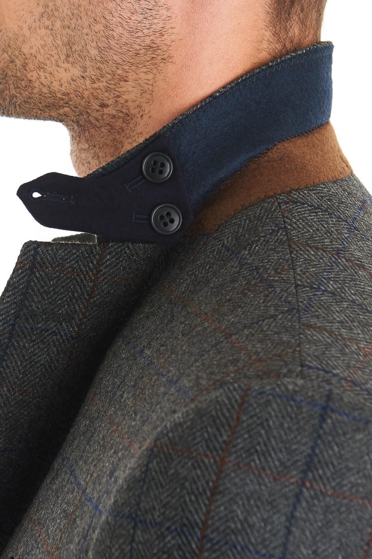 Moss 1851 Tailored Fit Grey Herringbone Check Jacket 