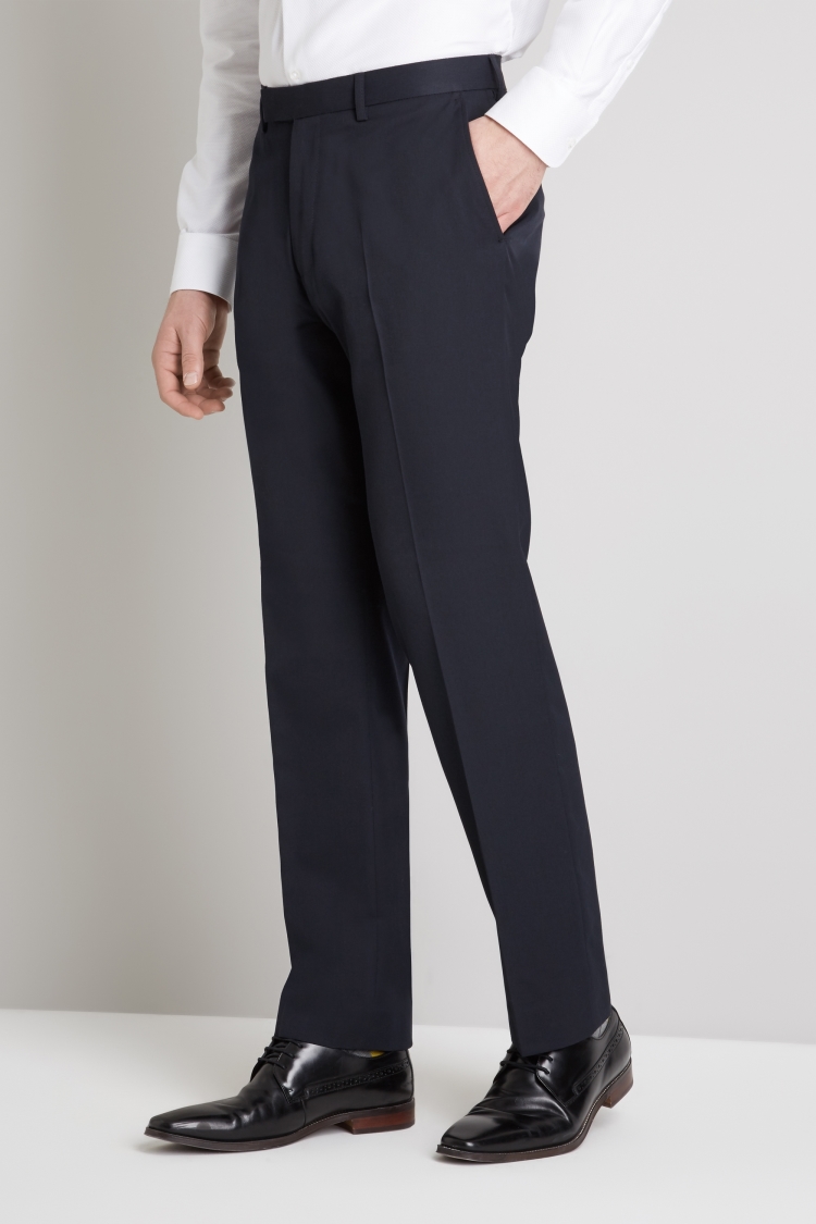 Regular Fit Black Twill Trousers