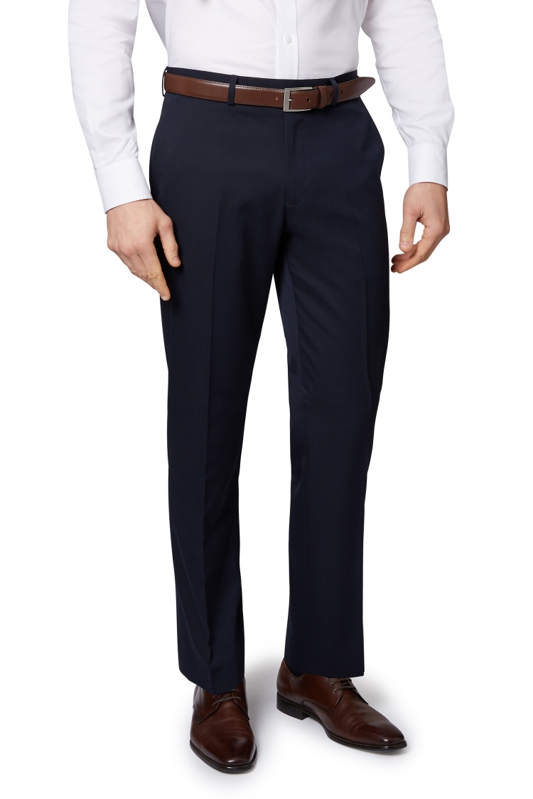 Moss Esq. Regular Fit Machine Washable Navy Trousers