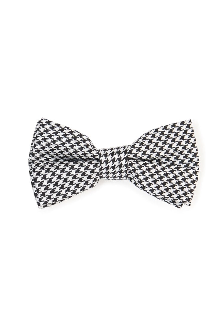Moss London Black and White Houndstooth Bow Tie 