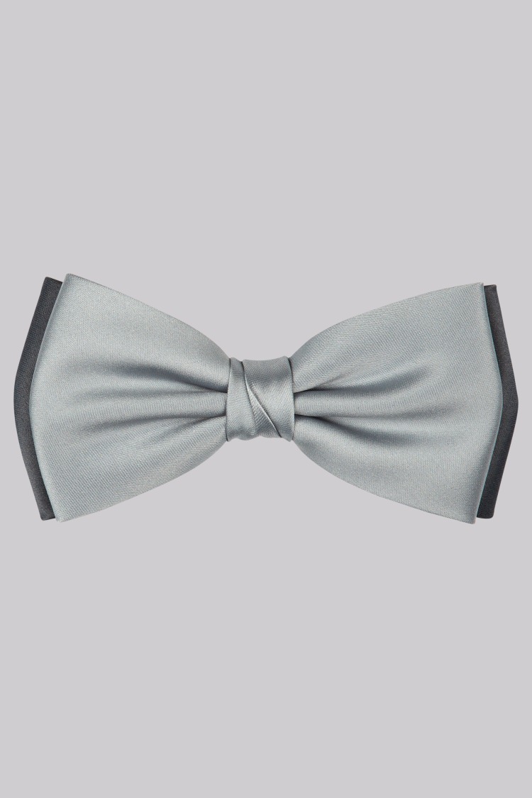 Moss 1851 Silver and Grey Contrast Bow Tie