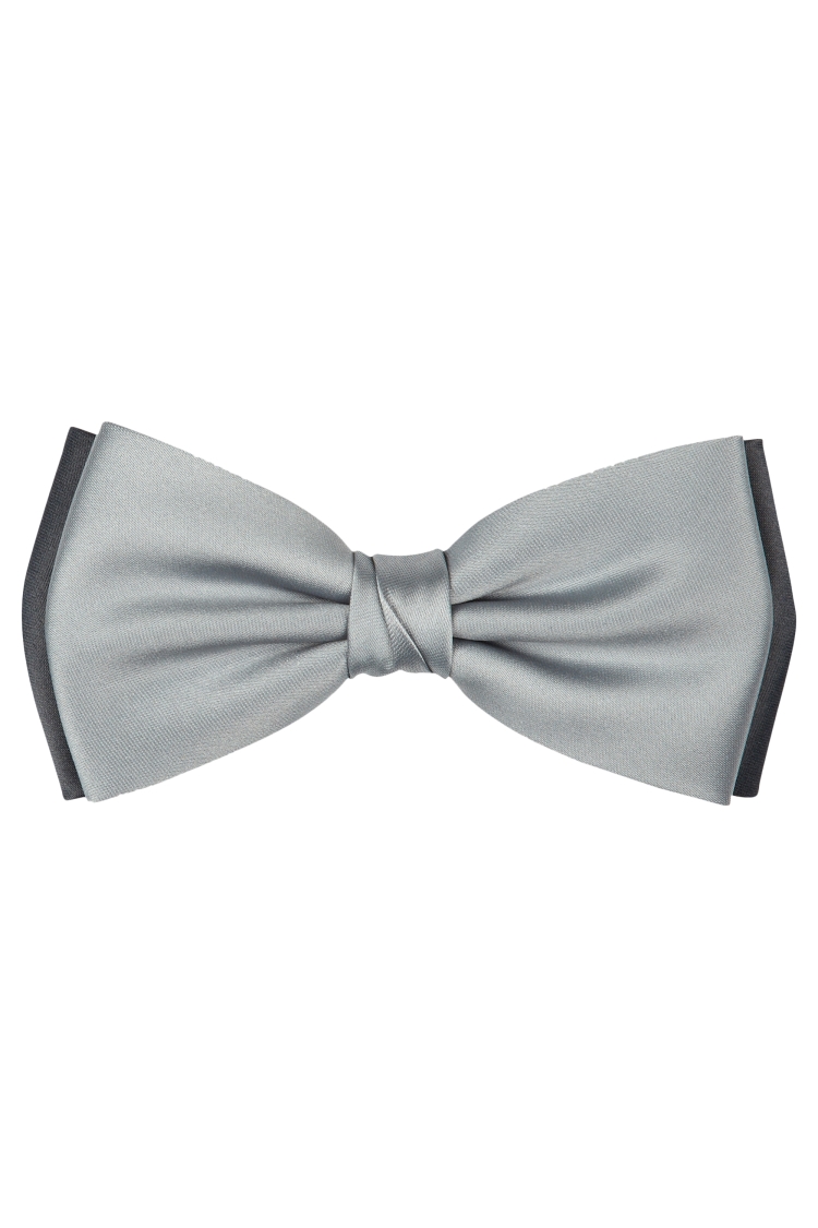 Moss 1851 Silver and Grey Contrast Bow Tie