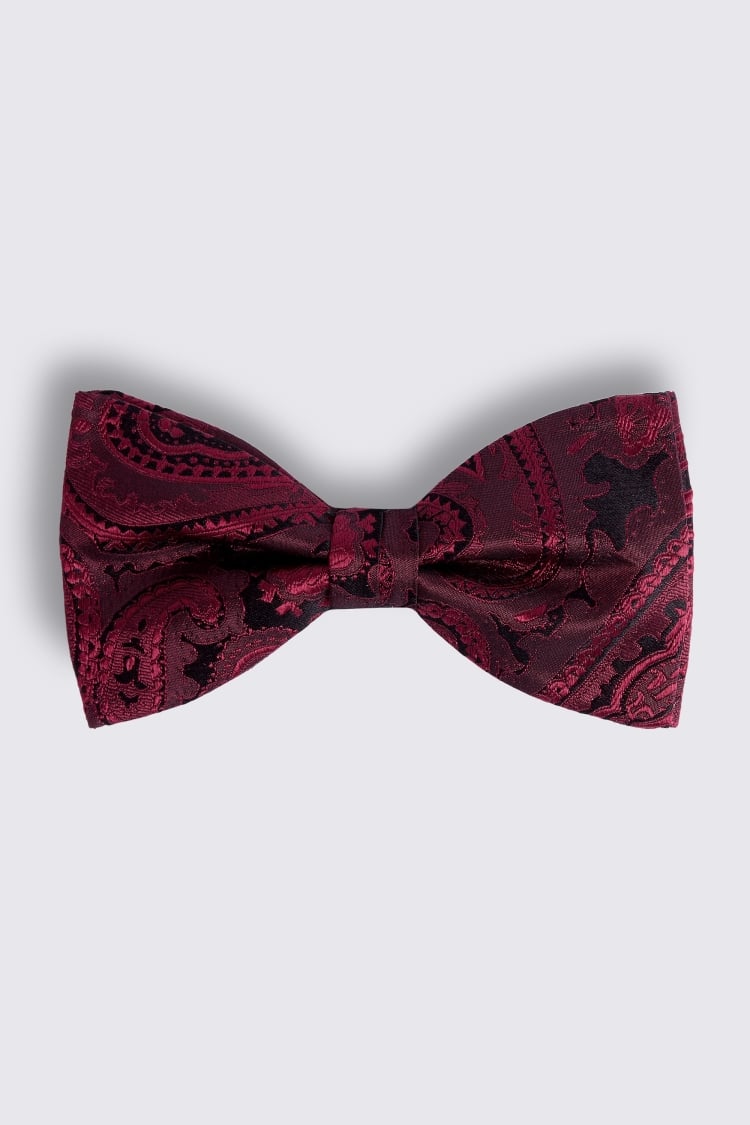 Wine Paisley Silk Bow Tie