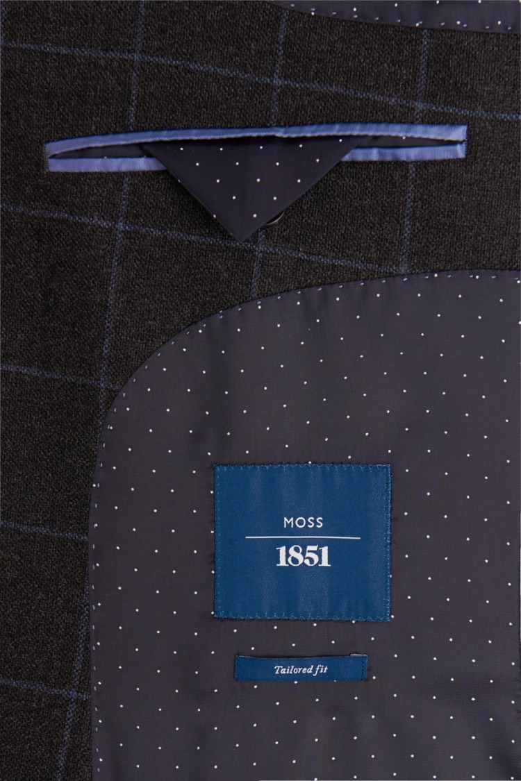Moss 1851 Tailored Fit Grey Blue Window Pane Jacket