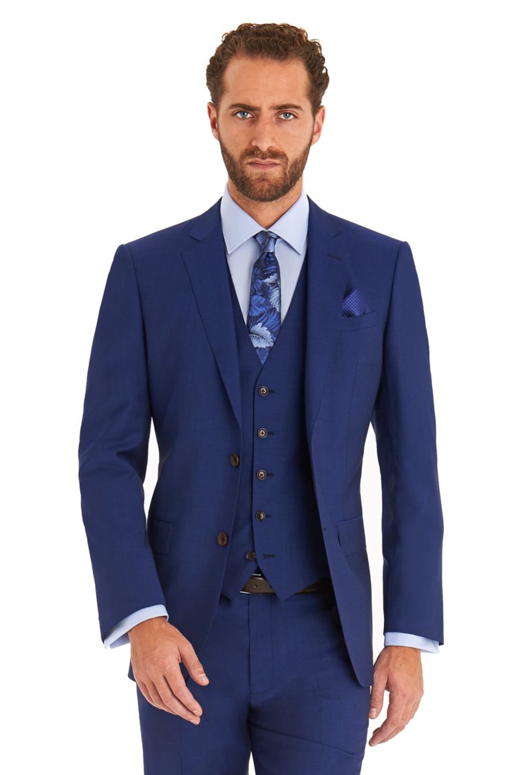 Moss 1851 Tailored Fit Bright Blue 3 Piece Suit