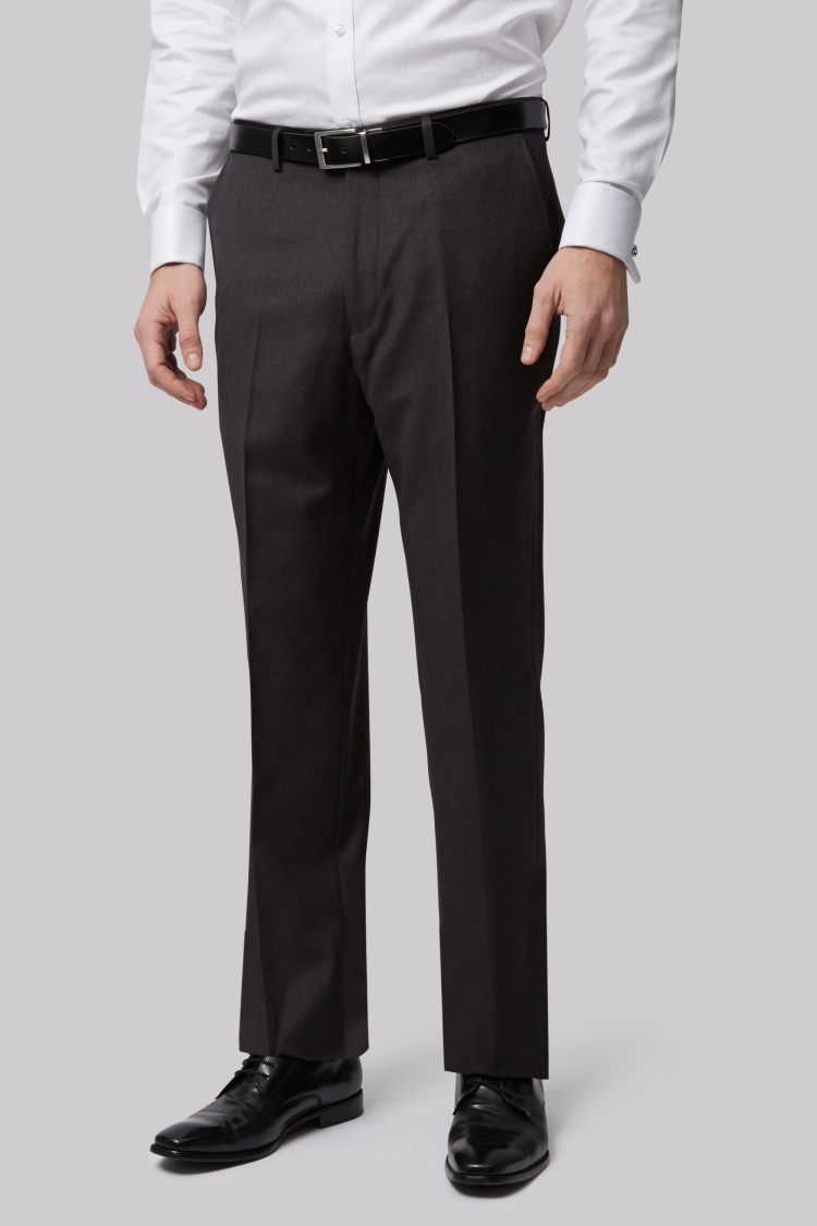 Moss Bros Regular Fit Charcoal Trousers | Buy Online at Moss