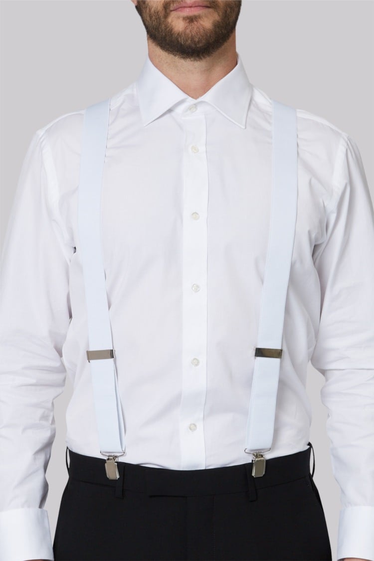 White Suspenders for Men, Button and Clip Suspenders for Groom Groomsmen,  Tuxedo Wedding Suspenders -  Norway