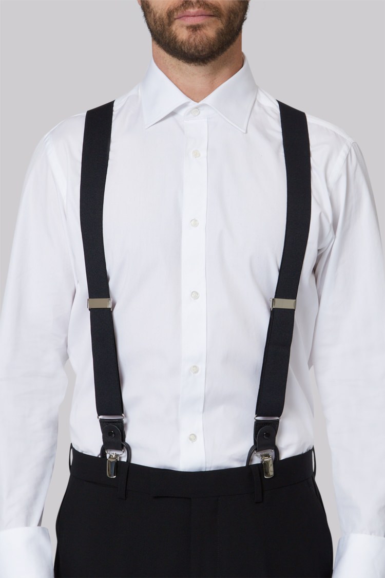 thumbnail image 2 of Black Or White Clip-on Braces By Tails And The Unexpected – 35mm Wide Formal Wear Bracers (Men's) 2 of 3