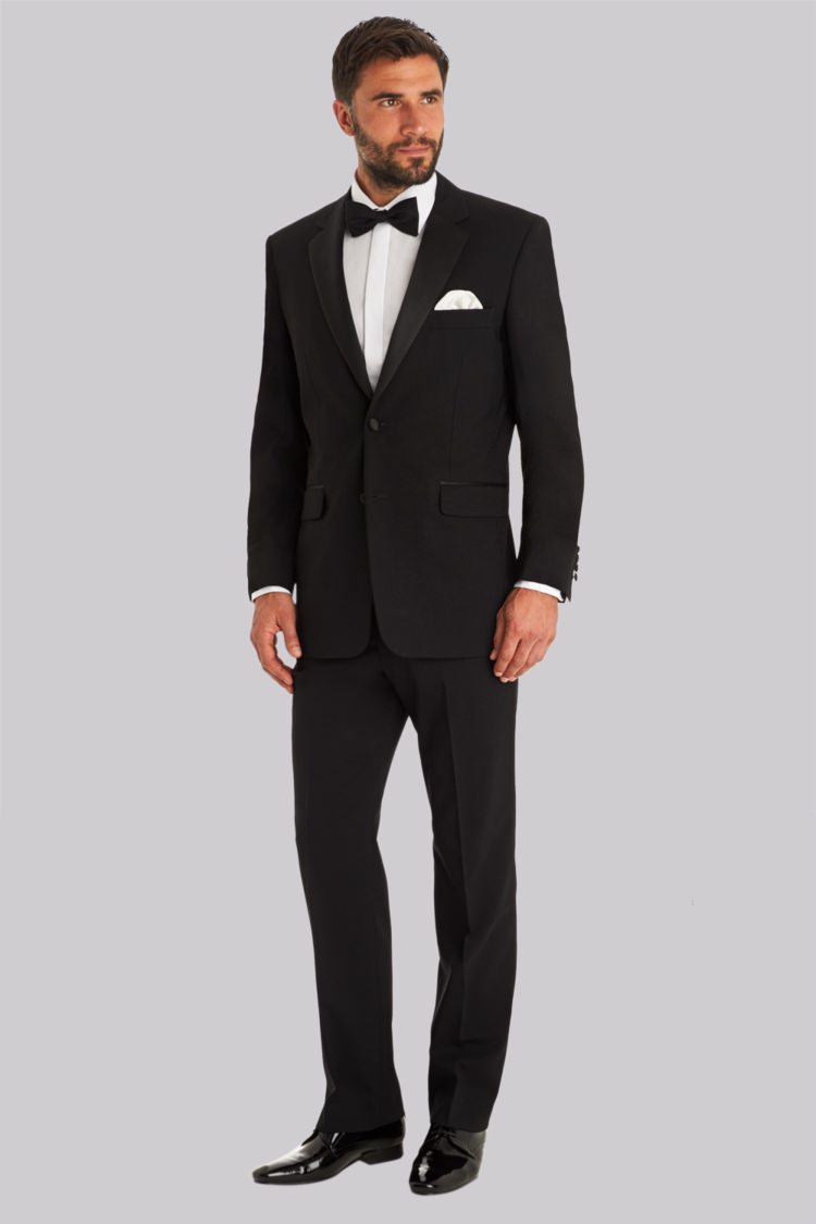 Moss Bros Regular Fit Black Notch Lapel Tuxedo