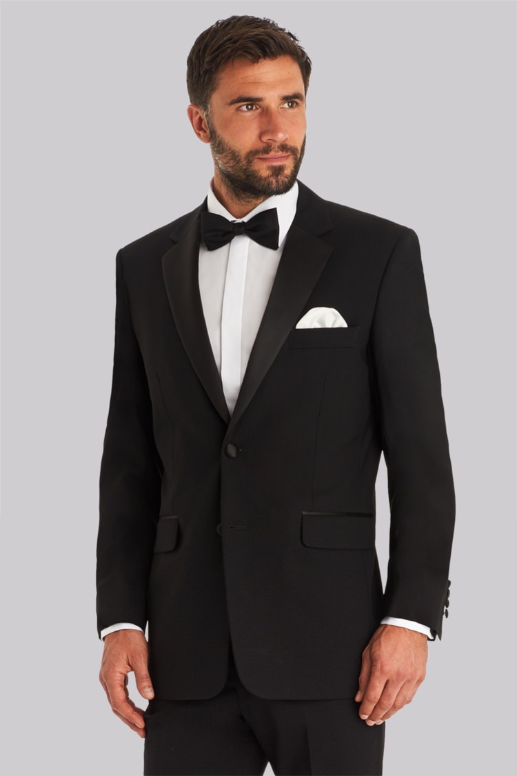 Moss Bros Regular Fit Black Notch Lapel Tuxedo