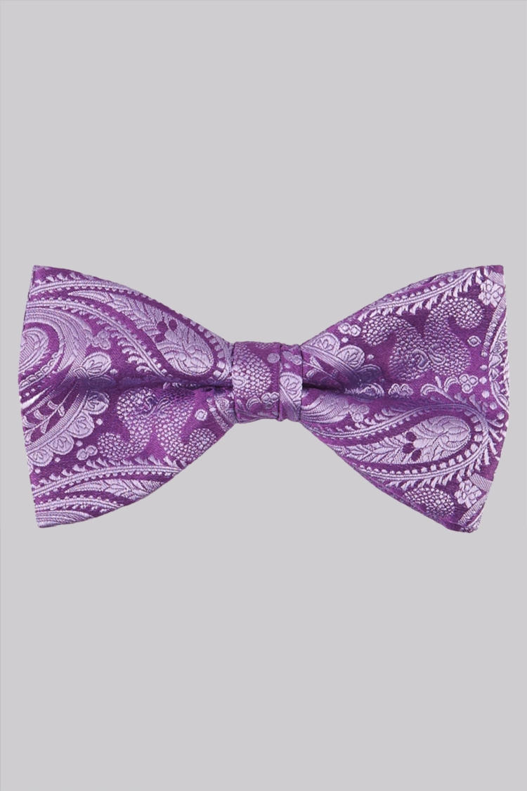 Moss 1851 Purple Paisley Silk Bow Tie