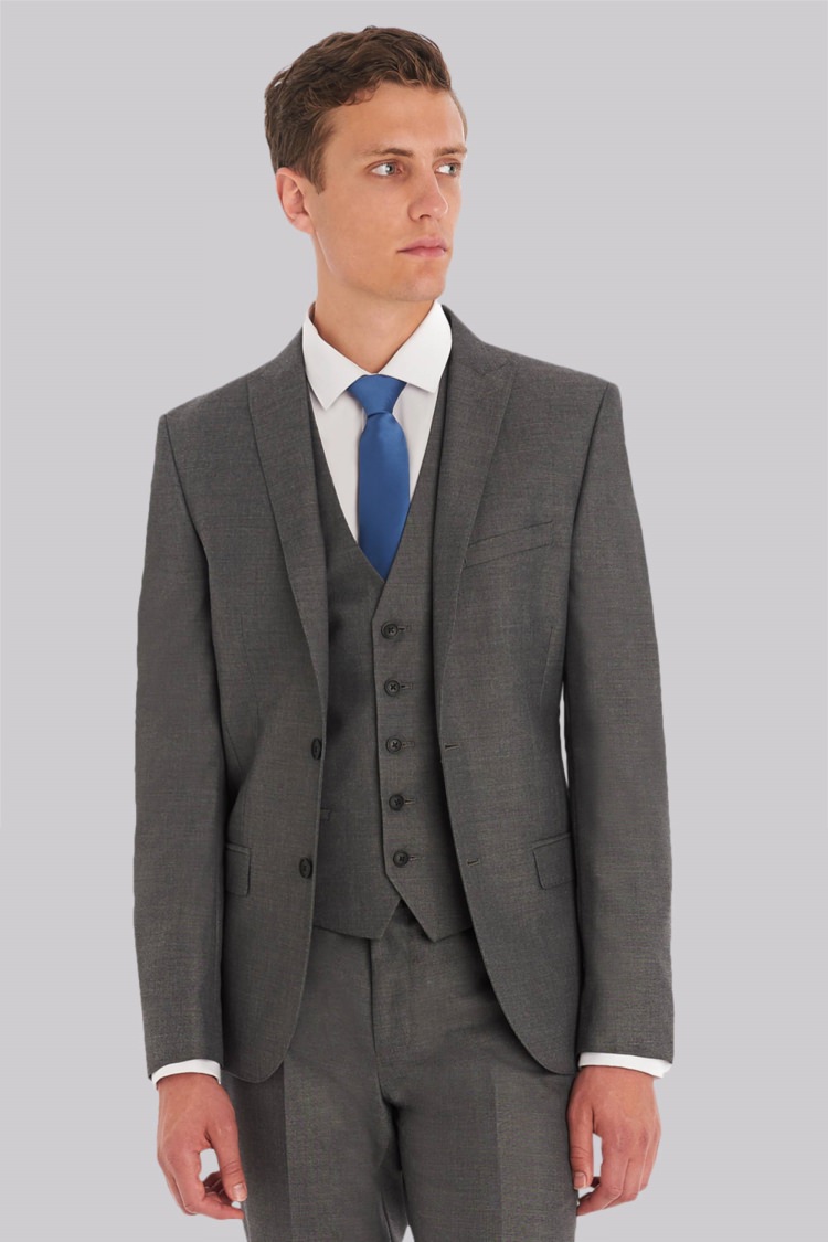 Moss London Slim Fit Silver Peak Lapel  Jacket 